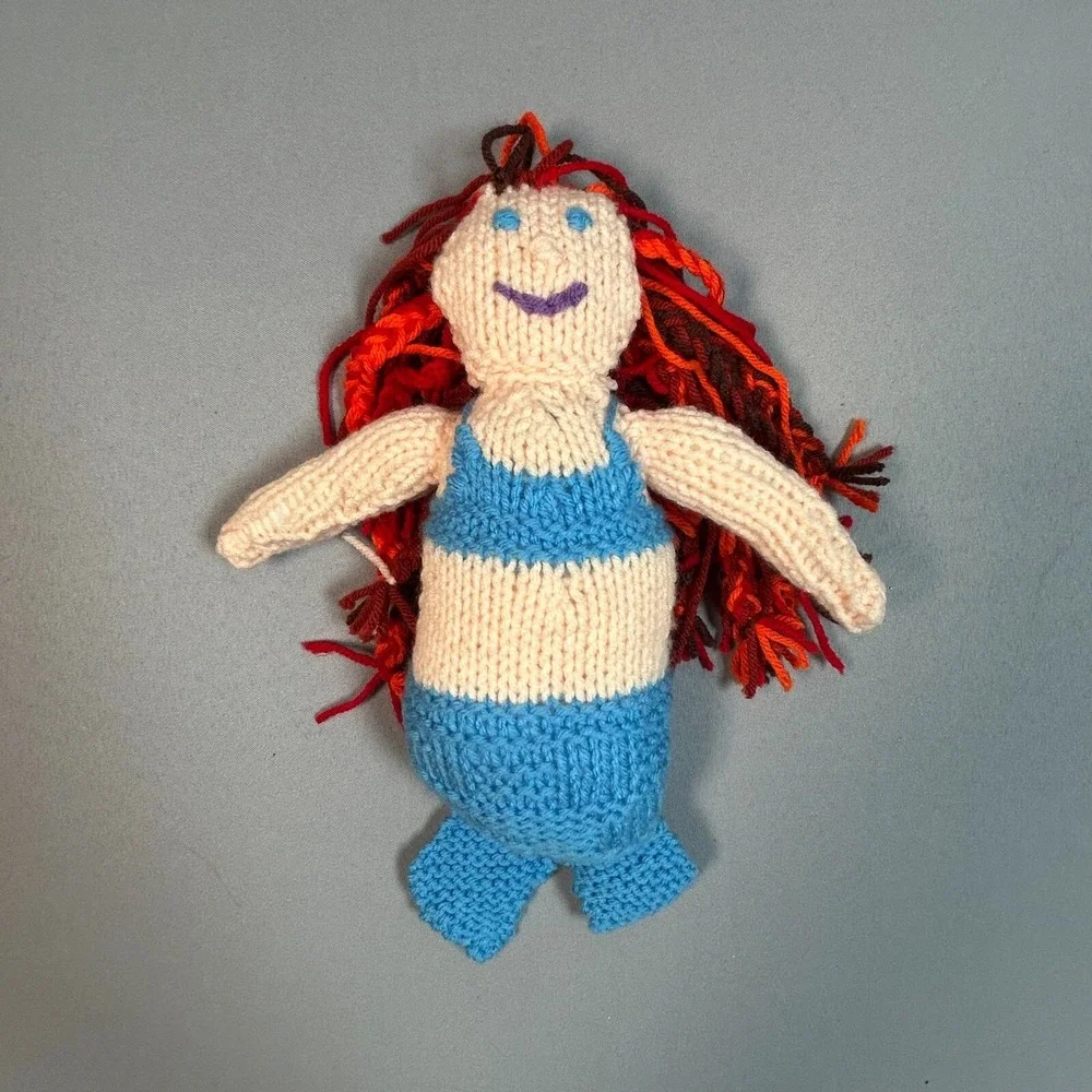 Handmade Crochet Lot of 4 Animals Dolls Toys - Bear, Mermaid, Rabbit, Armadillo‎